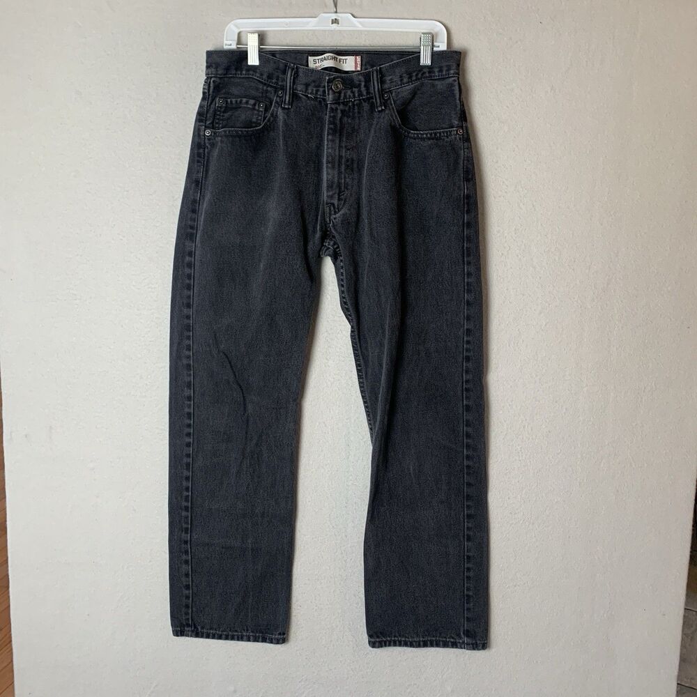 Levis 505 Jeans Mens 34X32 (33x30) Black Straight Fit Denim Cowboy Casual Skater